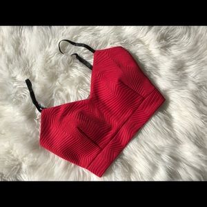 Red textured crop top